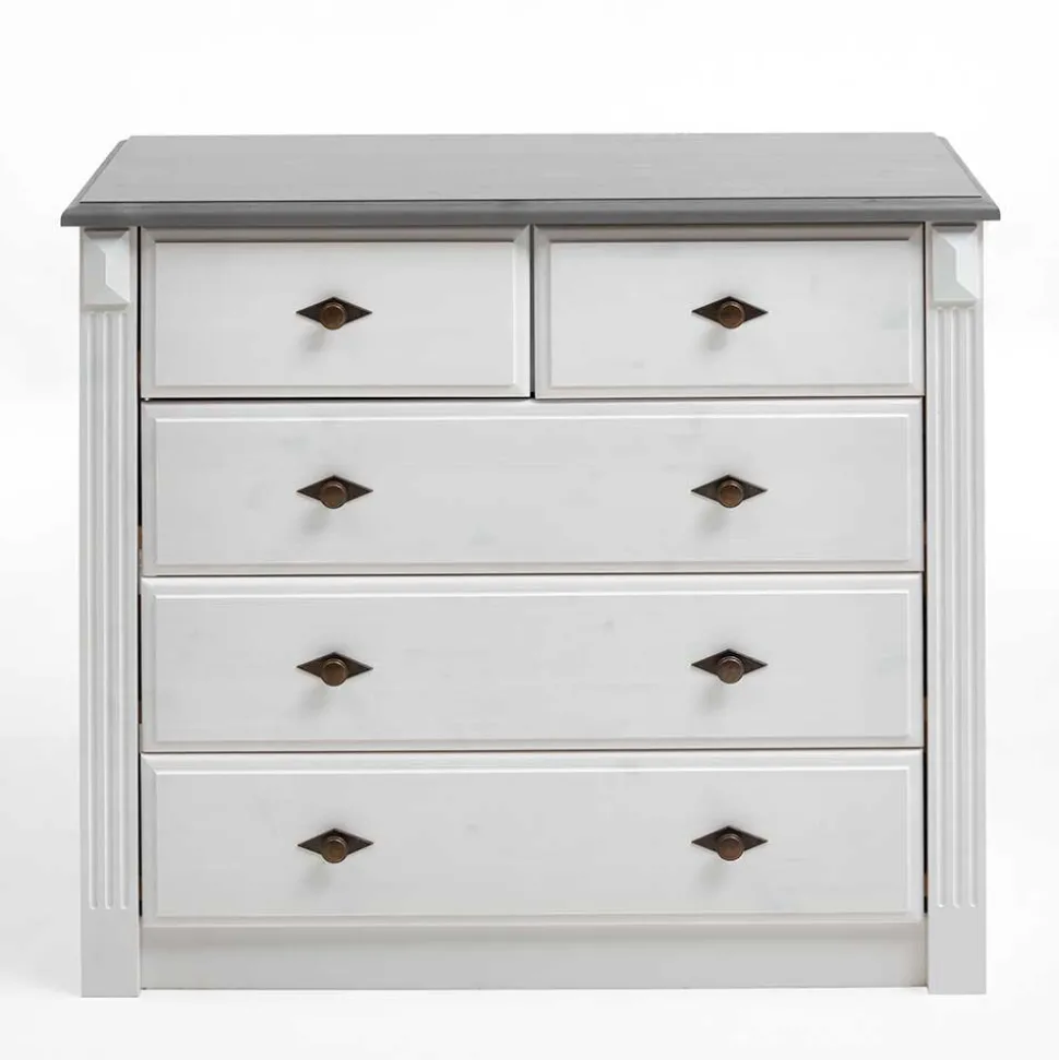 Landhausstil Kommode in Weiß & Grau - Caneon