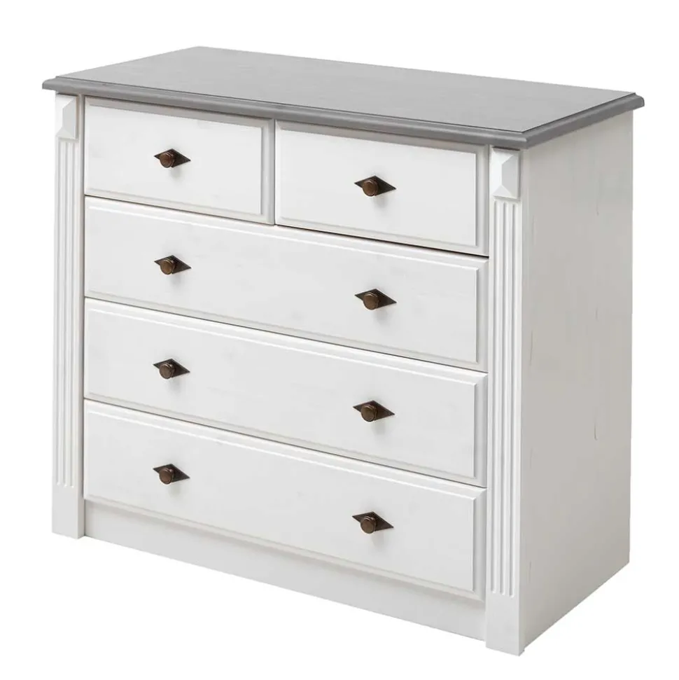 Landhausstil Kommode in Weiß & Grau - Caneon