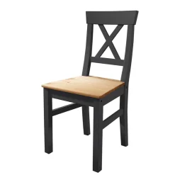 Landhausstuhl aus Holz in Grau & Eichefarben - Ustricia