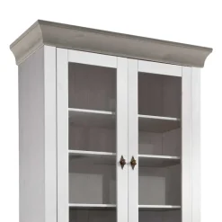 Landhausvitrine Mirandesca in Weiß Grau