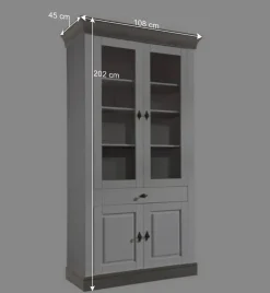 Landhausvitrine Mirandesca in Weiß Grau