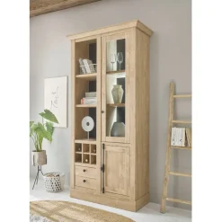 Landhaus-Vitrinenschrank in Eiche Gold - Hengas