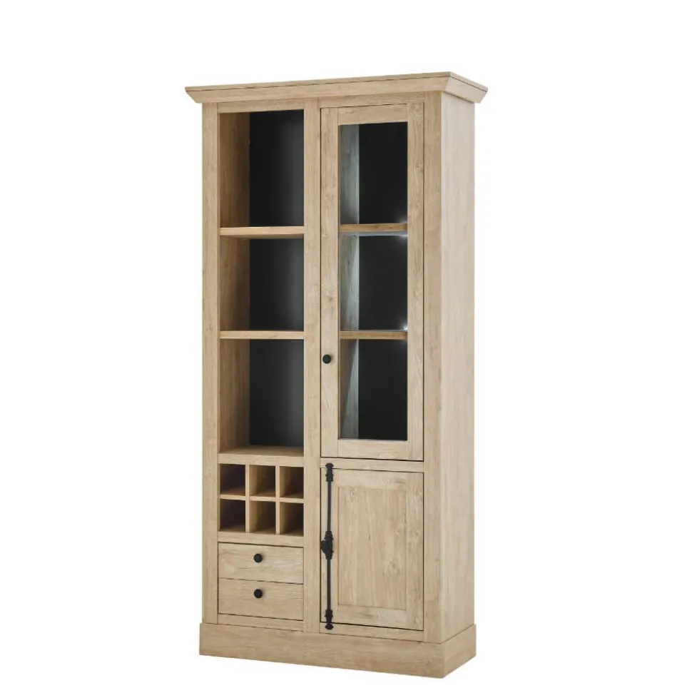 Landhaus-Vitrinenschrank in Eiche Gold - Hengas