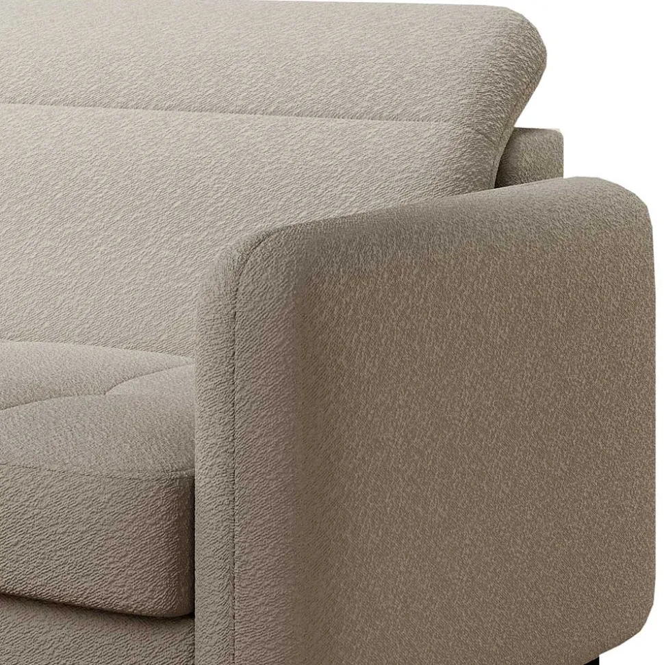 L-Design Bettsofa in Taupe Stoffbezug - Gravanti