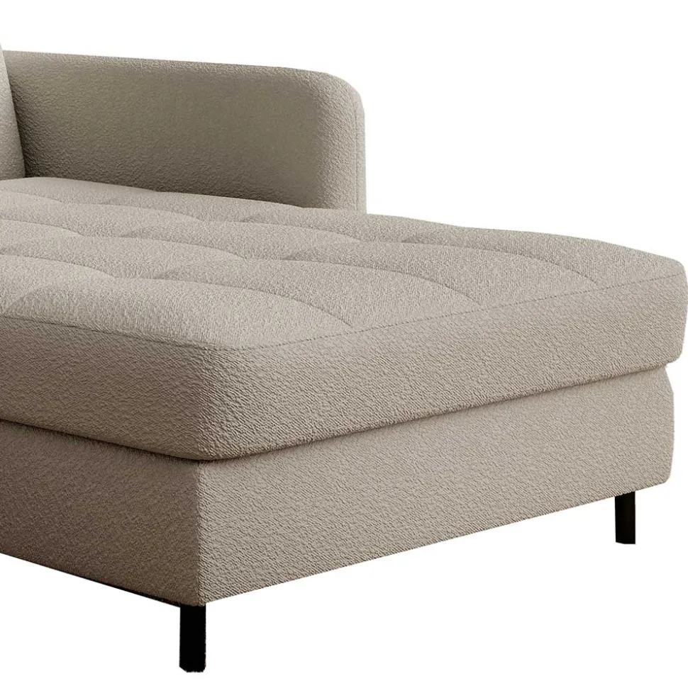 L-Design Bettsofa in Taupe Stoffbezug - Gravanti
