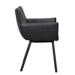 Leder Armlehnenstuhl in Schwarz - Iliandro (2er Set)