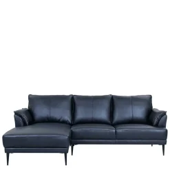 Leder Ecksofa in Schwarz - Lagon