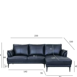 Leder Ecksofa in Schwarz - Lagon
