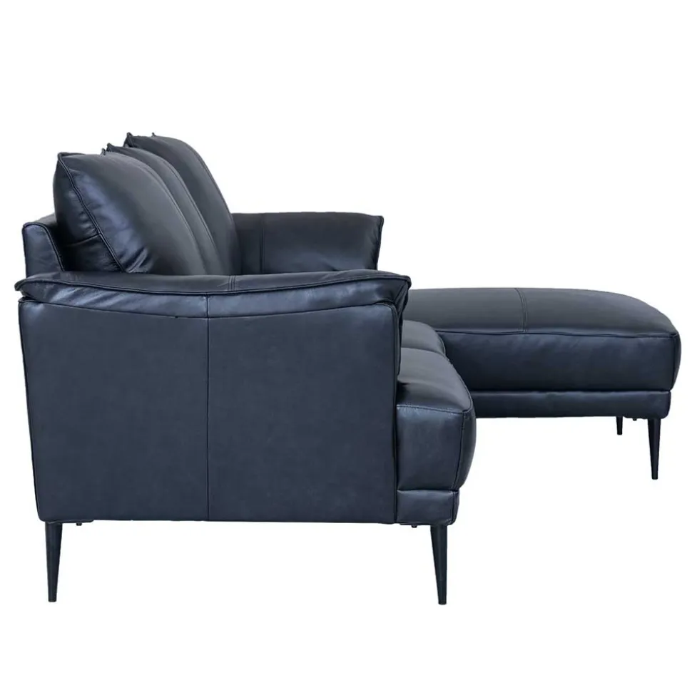 Leder Ecksofa in Schwarz - Lagon