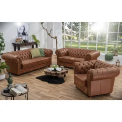Leder Polstergarnitur Chesterfield - Gonron (dreiteilig)