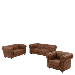 Leder Polstergarnitur Chesterfield - Gonron (dreiteilig)