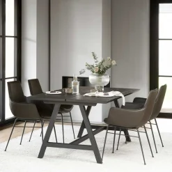 Lederstuhl mit Armlehnen in Braun - Unkorian (2er Set)