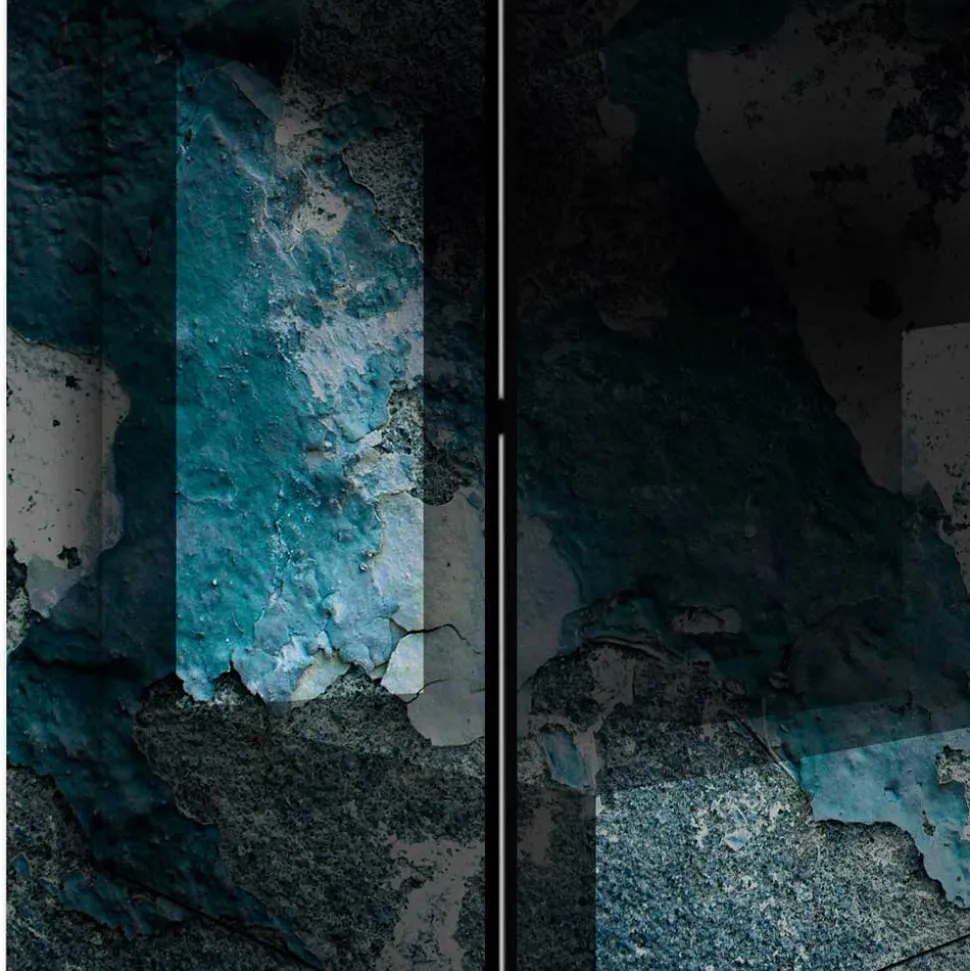 Leinwand Paravent in Blau & Grau bedruckt - Hincomi