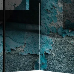 Leinwand Paravent in Blau & Grau bedruckt - Hincomi