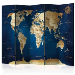 Leinwand Paravent in Dunkelblau & Beige - Sanjuas