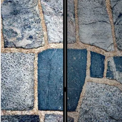 Leinwand Paravent in grauer Stein Mauer Optik - Tordino