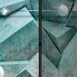 Leinwand Paravent in Grau & Blau bedruckt - Hodossa