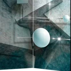 Leinwand Paravent in Grau & Blau bedruckt - Hodossa