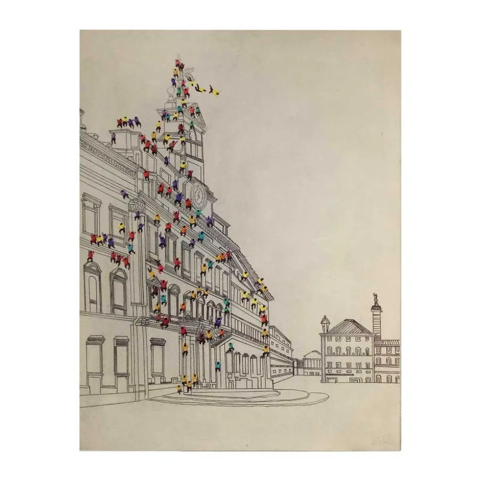 Leinwandbild mit Gebäuden und Menschen - Onesty