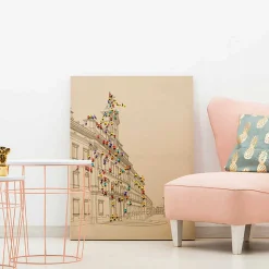 Leinwandbild mit Gebäuden und Menschen - Onesty