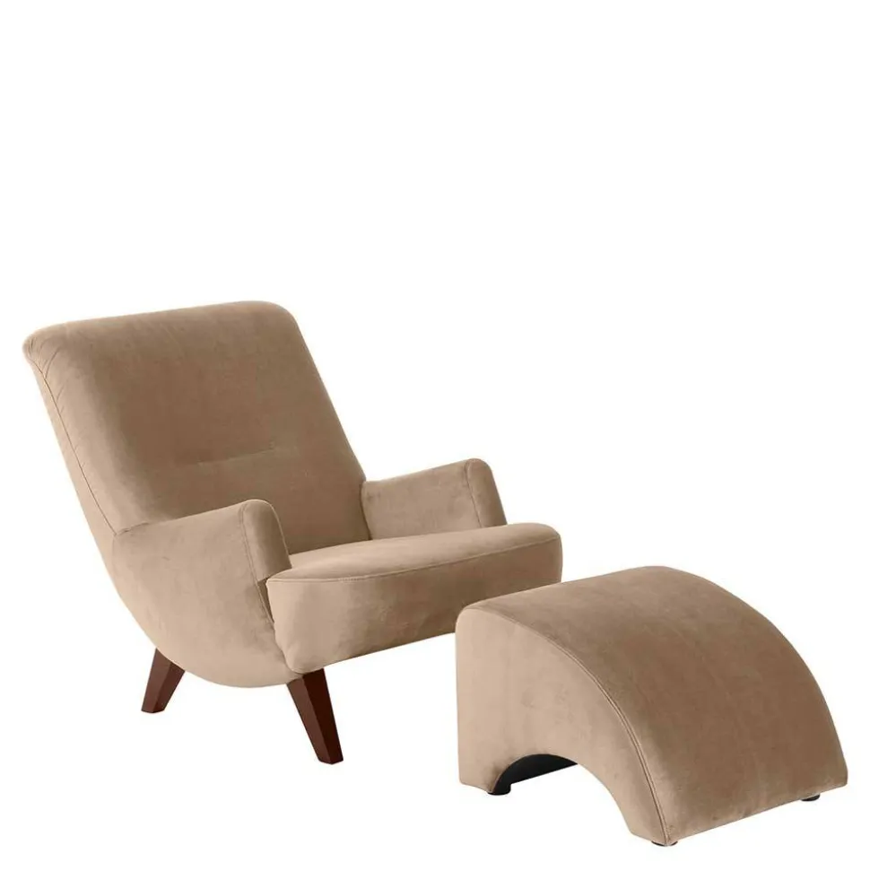 Lesesessel in Beige und Nussbaum - Ulada I