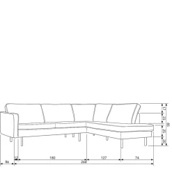 L-Form Wohnzimmer Sofa in Taupe Samt - Museo