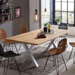 Living Edge Wildeiche Tisch mit X Füßen - Gastruna