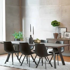 Loft Sitzgruppe für 6 Personen Namac mit Tisch in Eiche Rauchfarben (siebenteilig)