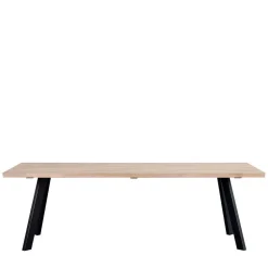 Loft Tisch Eiche White Wash & 6 Stühle Pulva in Braun Microfaser (siebenteilig)