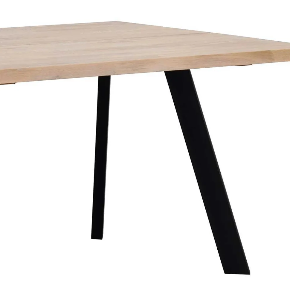 Loft Tisch Eiche White Wash & 6 Stühle Pulva in Braun Microfaser (siebenteilig)