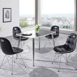 Loft Tischgruppe in Schwarz Weiß Wancora mit Schalenstühlen (fünfteilig)