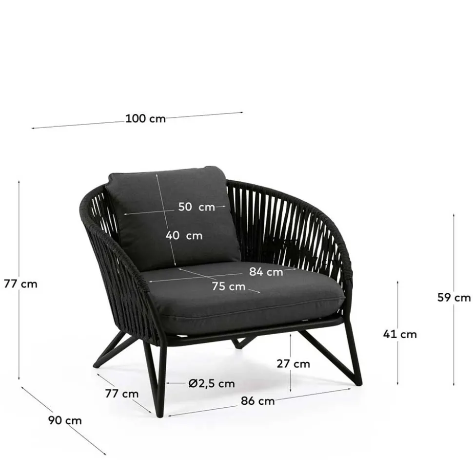 Lounge Sessel aus Kordel Geflecht & Stahl - Magona