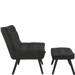 Lounge Sessel mit Hocker in Anthrazit - Mook (zweiteilig)