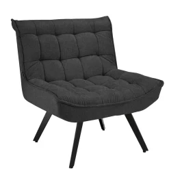 Lounge Sessel mit Hocker in Anthrazit - Mook (zweiteilig)