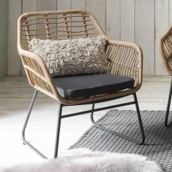 Lounge Sitzgruppe aus Geflecht in Beige - Renzo (vierteilig)