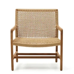 Loungesessel aus Geflecht und Teakholz - Comrinaca