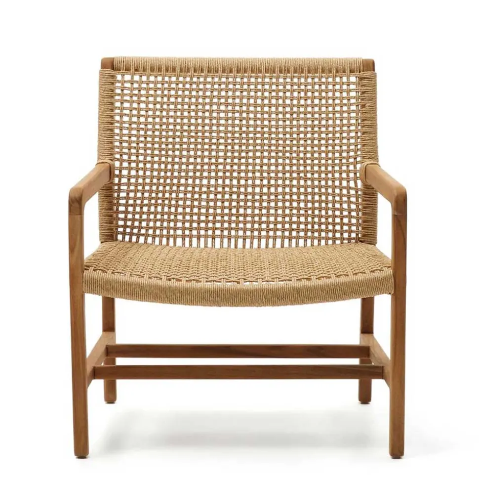 Loungesessel aus Geflecht und Teakholz - Comrinaca