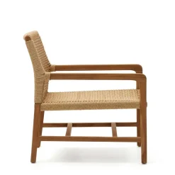 Loungesessel aus Geflecht und Teakholz - Comrinaca