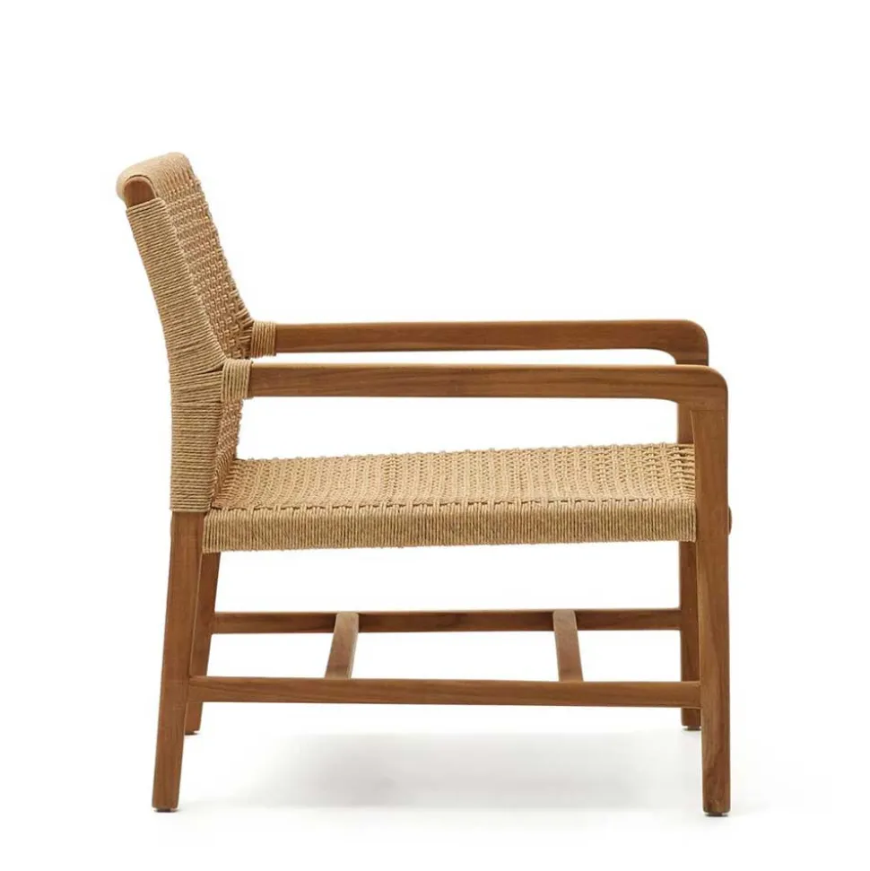 Loungesessel aus Geflecht und Teakholz - Comrinaca