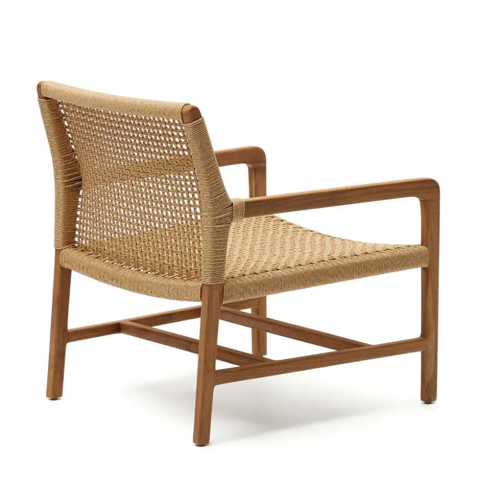 Loungesessel aus Geflecht und Teakholz - Comrinaca