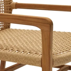 Loungesessel aus Geflecht und Teakholz - Comrinaca