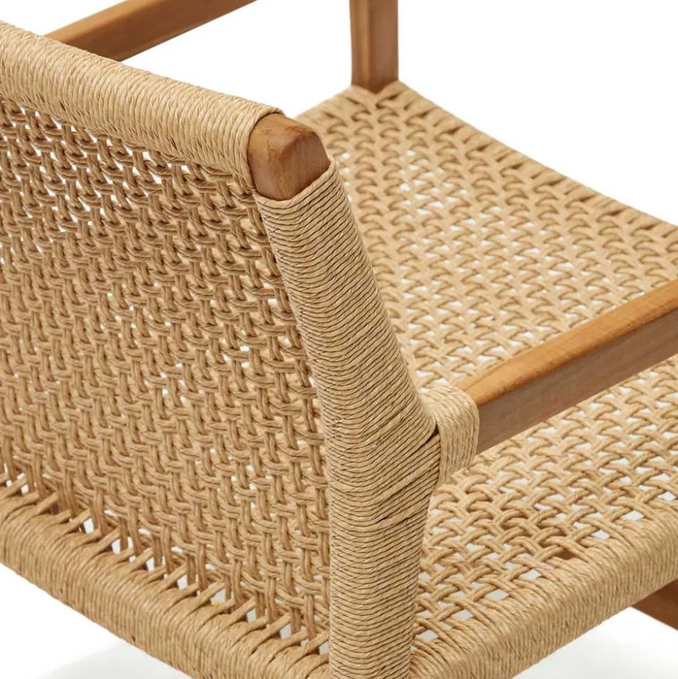 Loungesessel aus Geflecht und Teakholz - Comrinaca