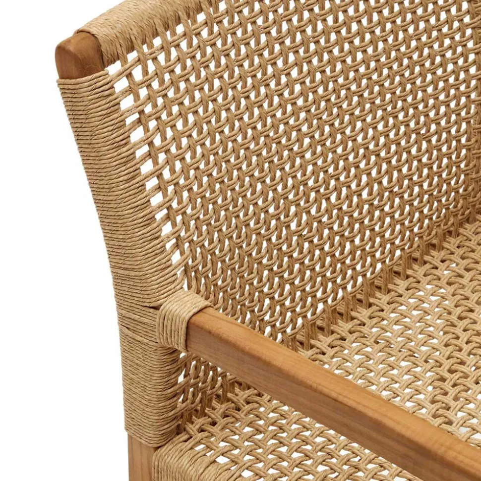 Loungesessel aus Geflecht und Teakholz - Comrinaca