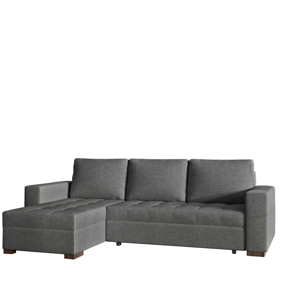 L-Sofa Schlafcouch in Dunkelgrau Stoff - Planet