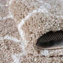 Läufer Teppich mit Kachelmuster und hohem Flor - Mocorapo