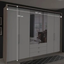 3m Topp Kleiderschrank 3-türig mit Spiegel - Vaclyn