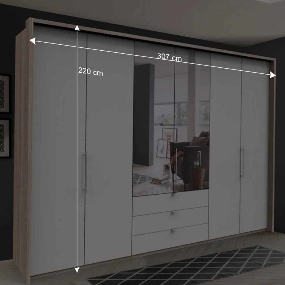 3m Topp Kleiderschrank 3-türig mit Spiegel - Vaclyn