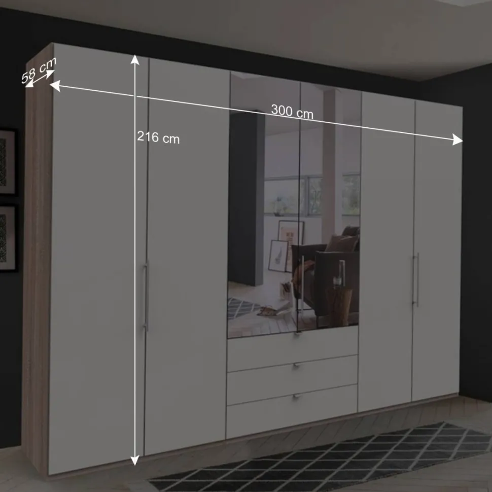 3m Topp Kleiderschrank 3-türig mit Spiegel - Vaclyn