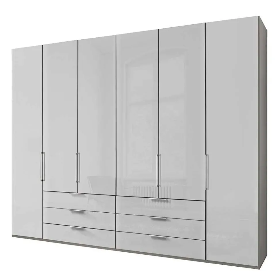 3m 4-türiger Kleiderschrank in Weiß Glasfront - Cara