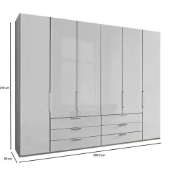 3m 4-türiger Kleiderschrank in Weiß Glasfront - Cara
